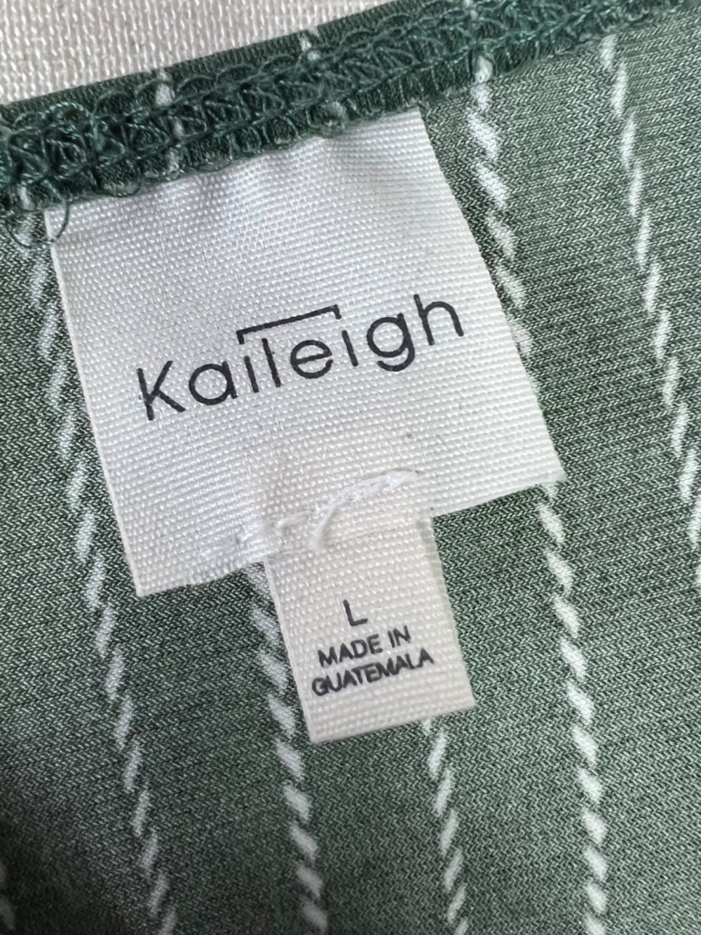Like New |•KAILEIGH•| Green Striped Wide Leg Jumpsuit Tie Waist Crisscross Top - Picture 8 of 11